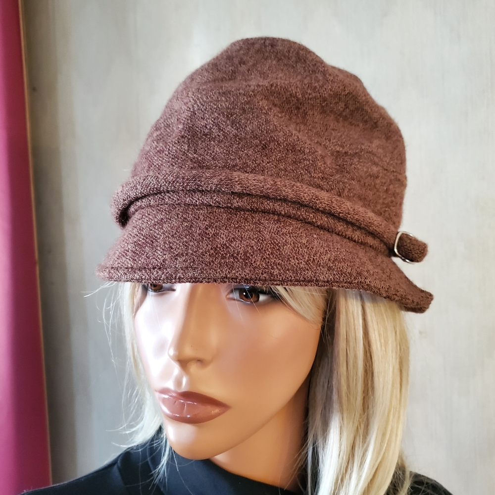 C C Exclusive Brown Wool Belted Bucket Hat Warm Winter Boho Vintage Cloche